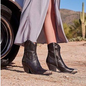 Free People Brayden Western Boots in Black Size 39
